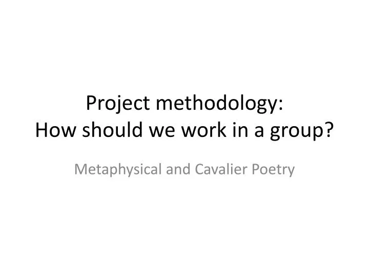 project methodology how should we work in a group