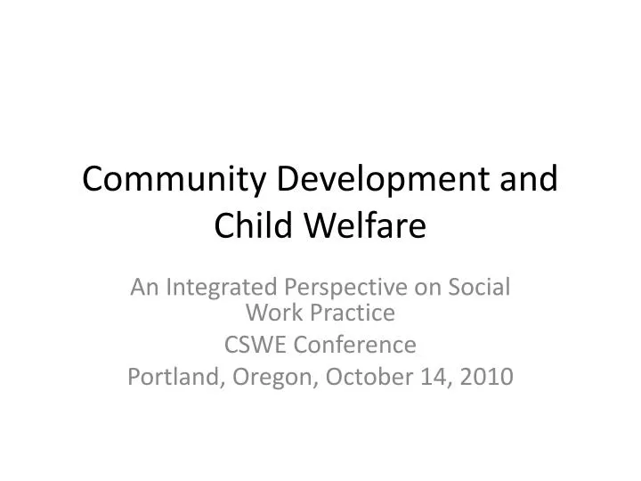 community development and child welfare