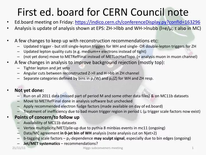 first ed board for cern council note