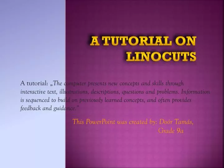 a tutorial on linocuts
