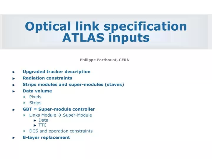 optical link specification atlas inputs