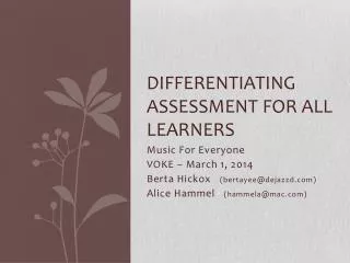 Differentiating Assessment for all learners