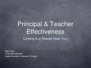 Principal &amp; Teacher Effectiveness