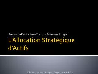 gestion de patrimoine cours du professeur longin
