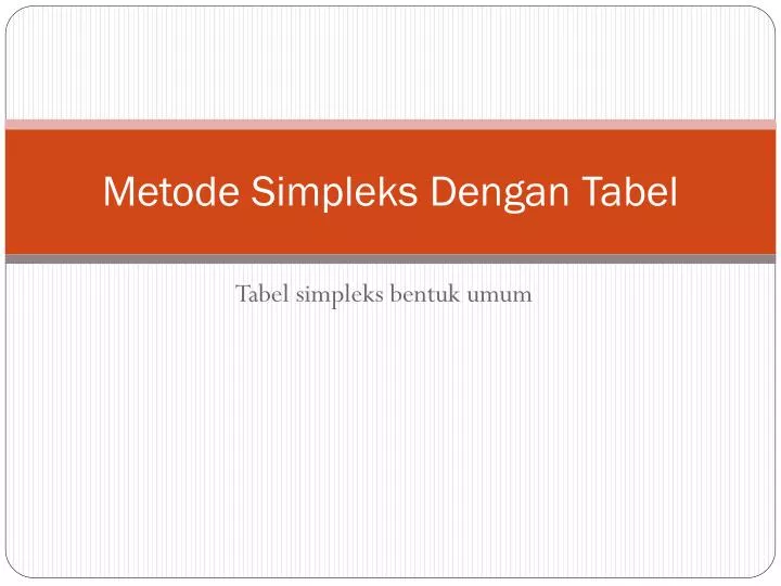 metode simpleks dengan tabel
