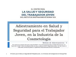 adiestramiento en salud y seguridad para el trabajador joven en la industria de la cosmetolog a