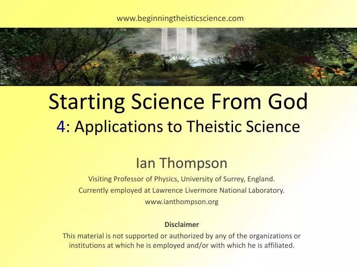 starting science from god 4 applications to theistic science