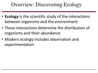 Overview: Discovering Ecology