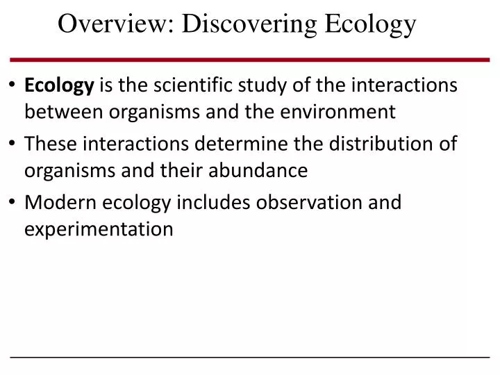 overview discovering ecology