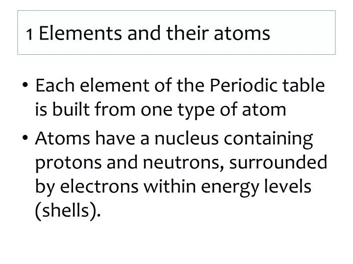 1 elements and their atoms