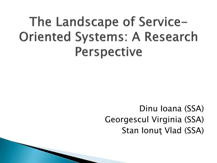 the landscape of service oriented systems a research perspective