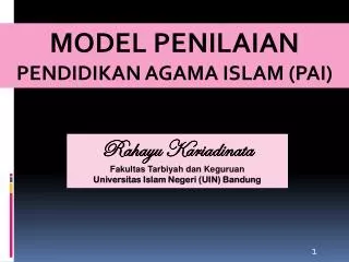 MODEL PENILAIAN PENDIDIKAN AGAMA ISLAM (PAI)