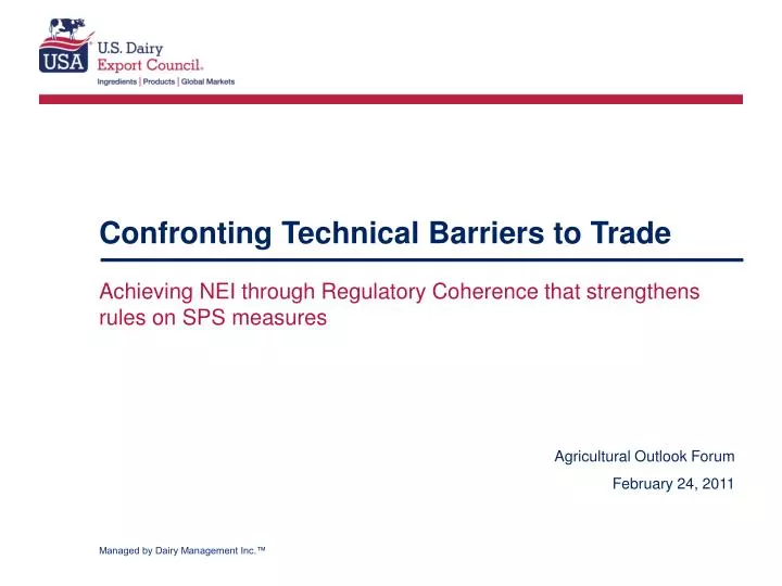 confronting technical barriers to trade