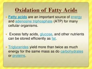 oxidation of fatty acids