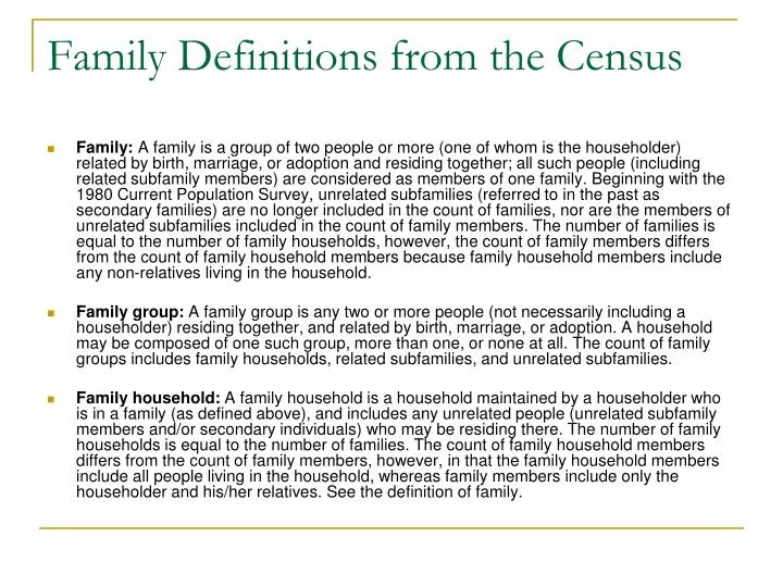 family definitions from the census