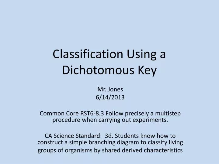 classification using a dichotomous key