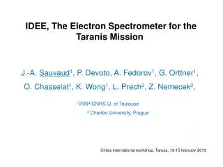 IDEE, The Electron Spectrometer for the Taranis Mission