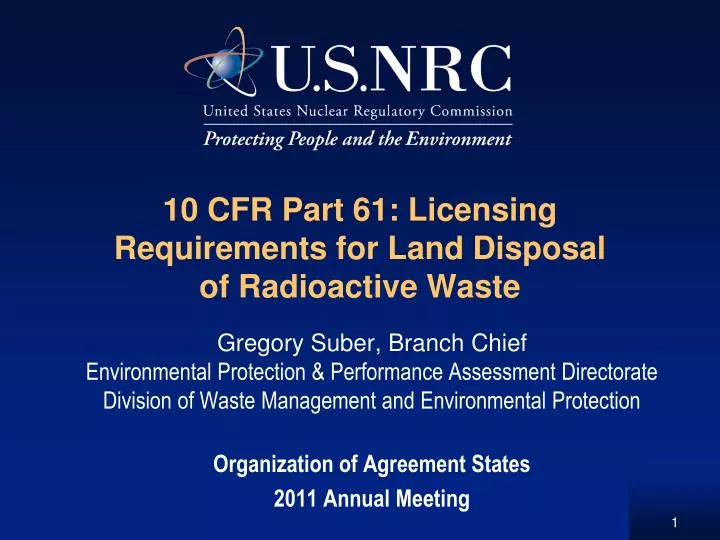 10 cfr part 61 licensing requirements for land disposal of radioactive waste