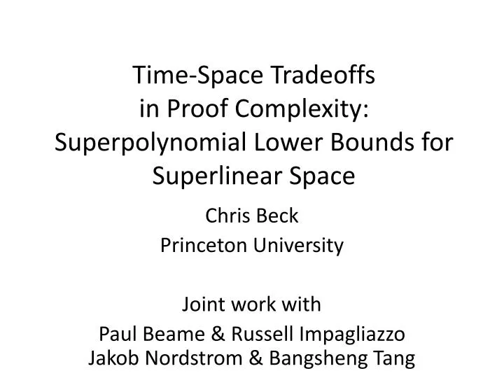 time space tradeoffs in proof complexity superpolynomial lower bounds for superlinear space