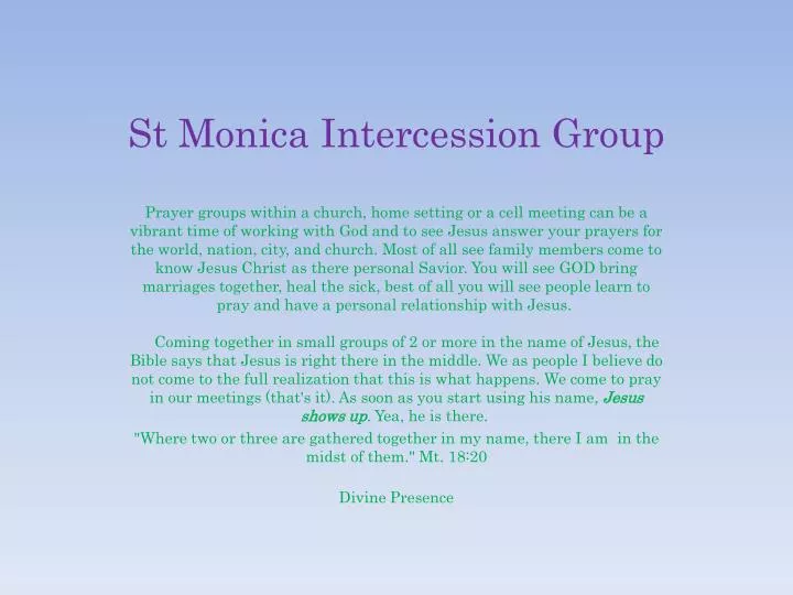 st monica intercession group