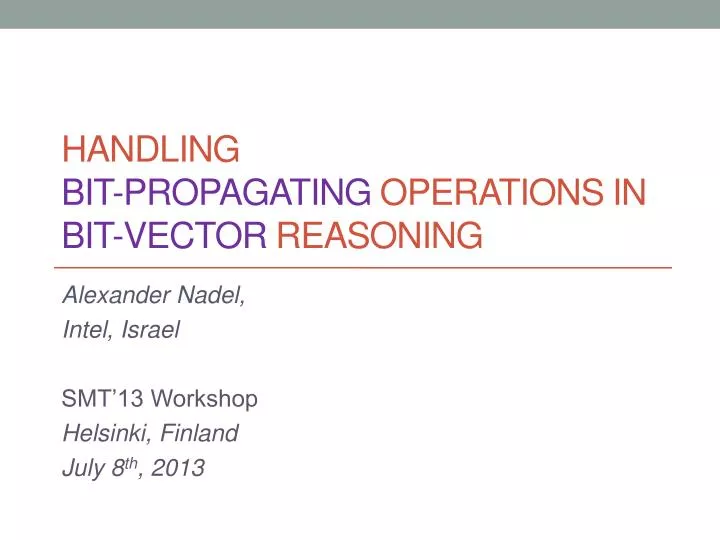 handling bit propagating operations in bit vector reasoning