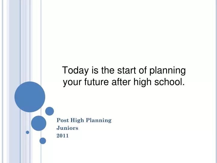 today is the start of planning your future after high school
