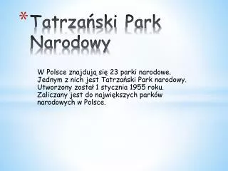 Tatrzański P ark Narodowy