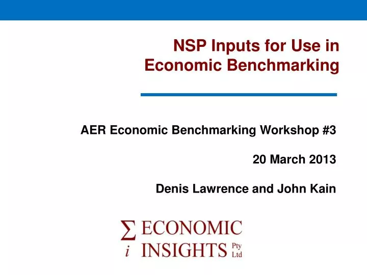 nsp inputs for use in economic benchmarking