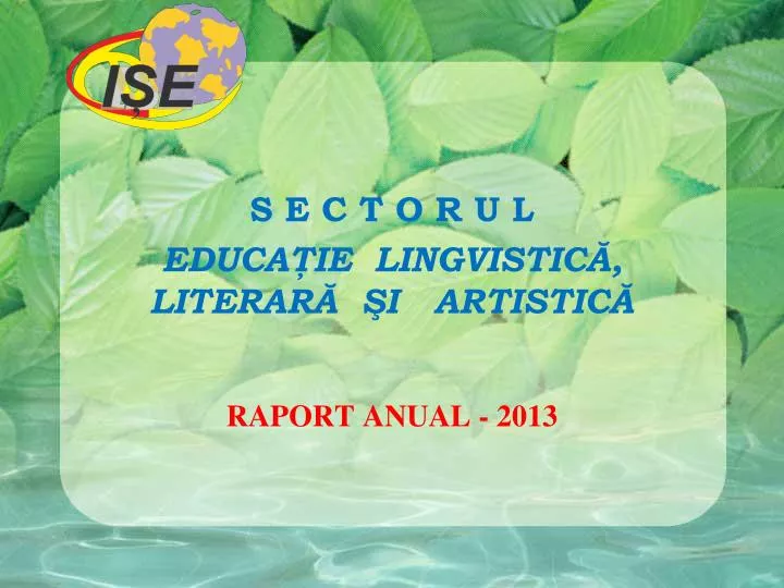 s e c t o r u l educa ie lingvistic literar i artistic raport anual 2013