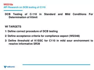 WI2318a API Research on DCB testing of C110