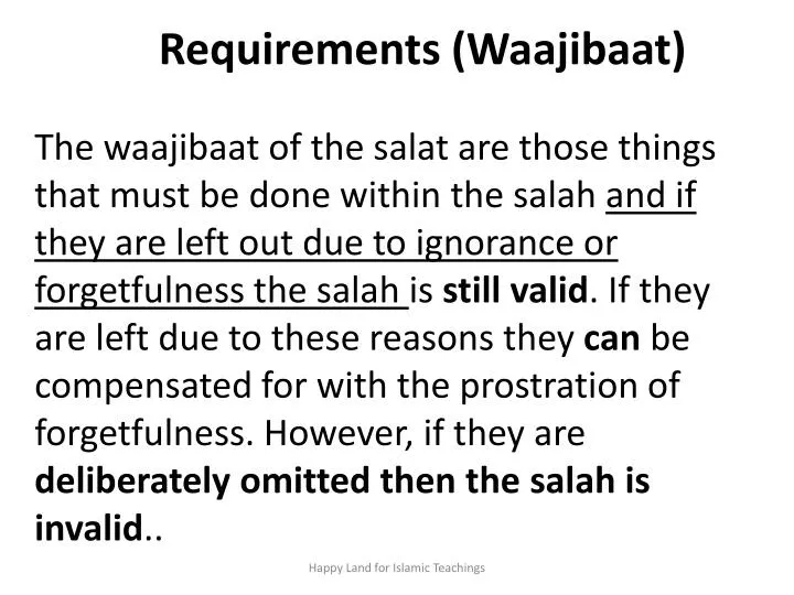 requirements waajibaat