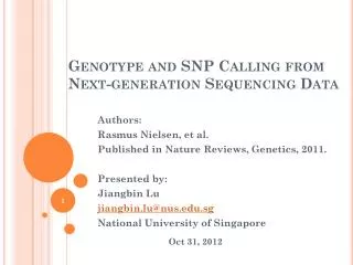 Genotype and SNP Calling from Next-generation Sequencing Data