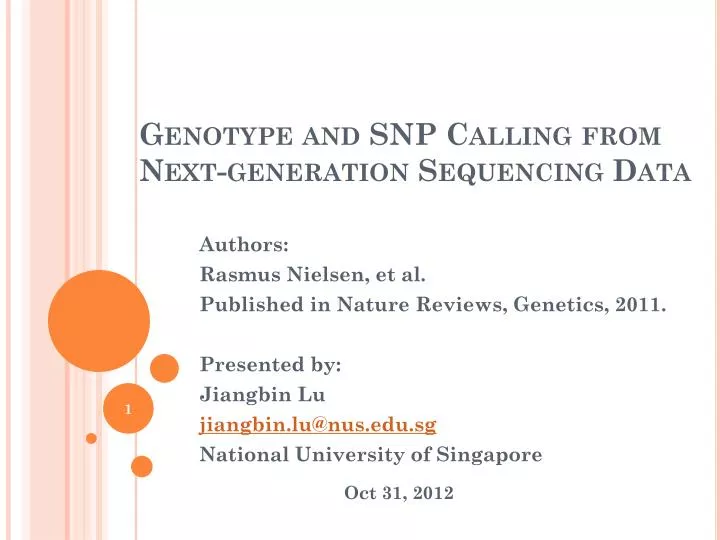genotype and snp calling from next generation sequencing data