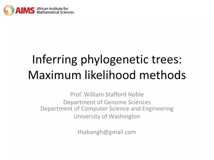 inferring phylogenetic trees maximum likelihood methods