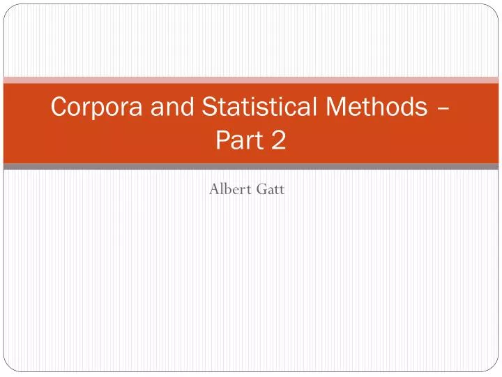 corpora and statistical methods part 2