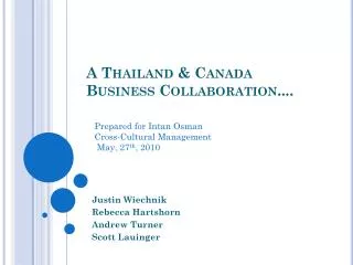 A Thailand &amp; Canada Business Collaboration....