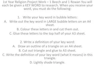 3 . Write down what you learned about this key word: Draw an outline of a box on an A4 sheet.