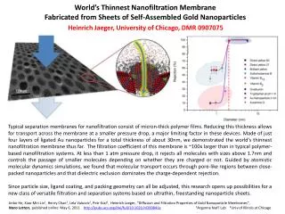 World’s Thinnest Nanofiltration Membrane