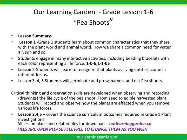 our learning garden grade lesson 1 6 pea shoots