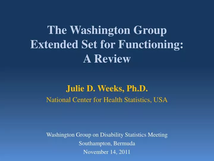 the washington group extended set for functioning a review