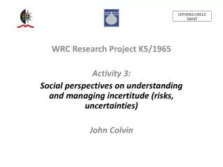 WRC Research Project K5/1965 Activity 3: