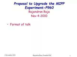 Proposal to Upgrade the MIPP Experiment-P960