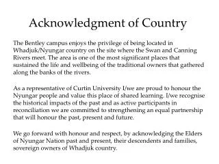 Acknowledgment of Country