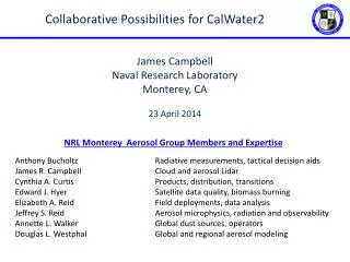 NRL Monterey Aerosol Group Members and Expertise