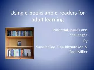 Using e-books and e-readers for adult learning