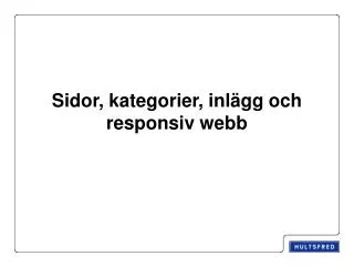 sidor kategorier inl gg och responsiv webb