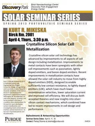 Solar Seminar Series