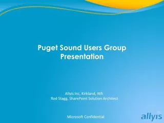 Puget Sound Users Group Presentation