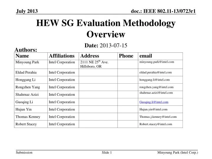 hew sg evaluation methodology overview