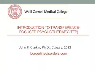 introduction to transference-focused psychotherapy ( tfP ) borderlinedisorders.com
